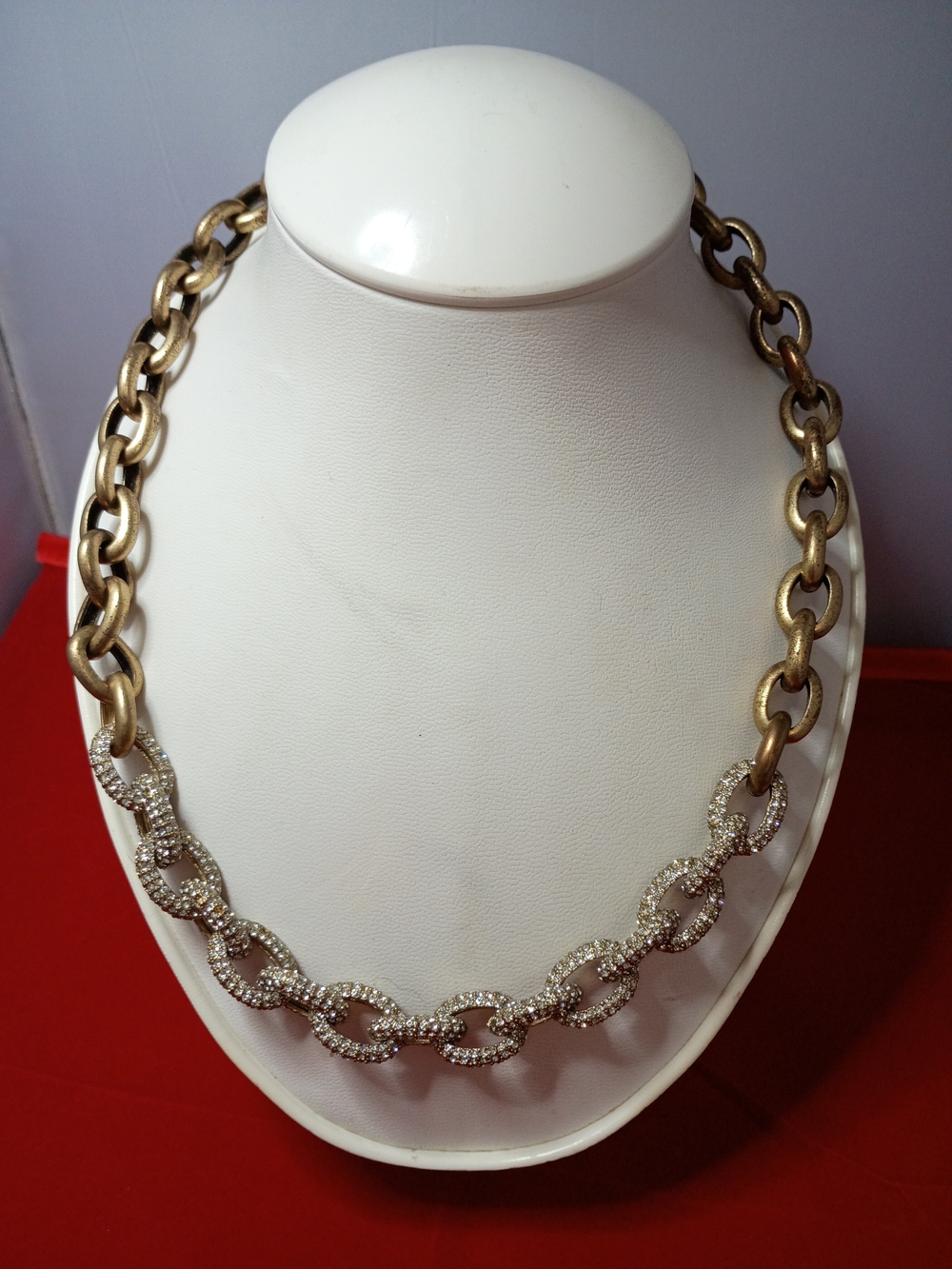 J CREW Gold and Silver Pave Link Necklace - Women Jewelry